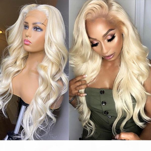 

613 honey blonde13x4 lace front wig body wave human hair wig remy pre plucked brazilian hair frontal for women, Black;brown