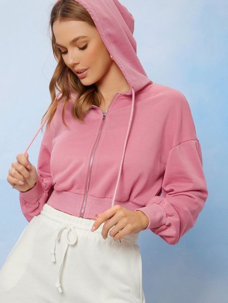

drop shoulder zip up hoodie j4z8#, White;black