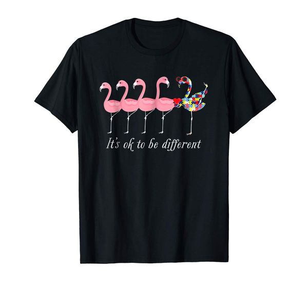 

2019 funny it's ok to be different autism flamingo funny black t-shirt s-3xl tees sport hooded sweatshirt hoodie