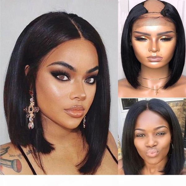 

glueless human hair bob wig 150% straight u part wigs right left middle upart natural brazilian remy human hair u shaped wig, Black;brown