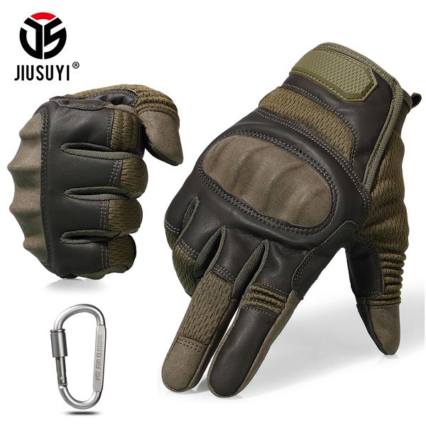

tactical military full finger gloves touch screen airsoft combat paintball shooting hard knuckle armor bicycle driving glove men 201020, Blue;gray