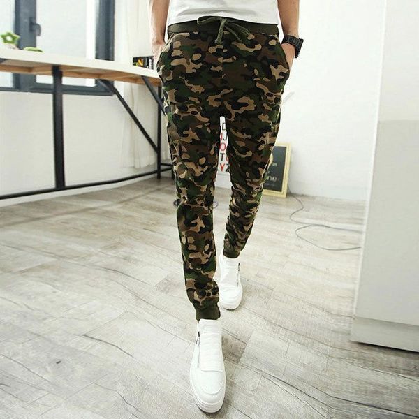 

camo joggers 2020 new fashion slim fit camouflage male pants trousers harem sweatpants cargo jogger pants1, Black