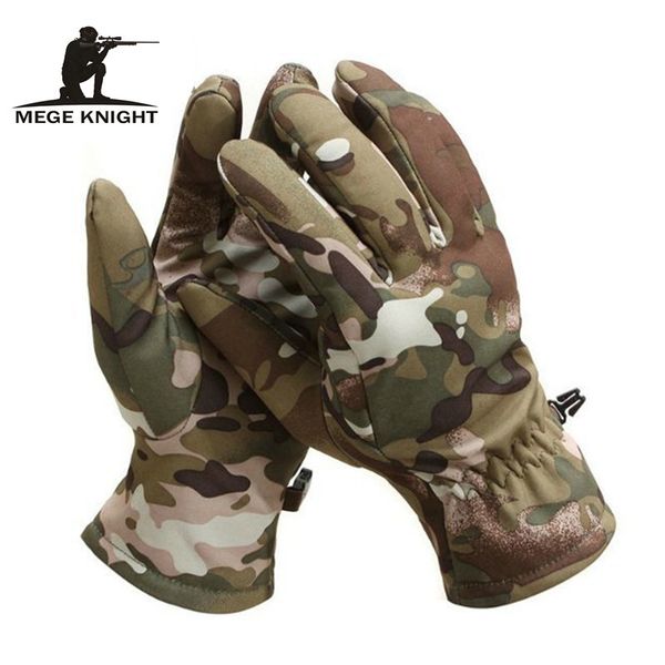 

mege tactical shark skin soft shell camouflage gloves, winter warm waterproof windproof fleece floves, Blue;gray