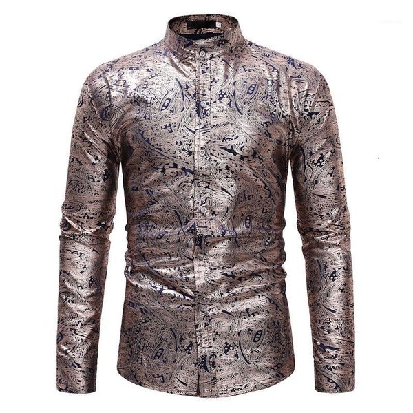 

wholesale of men european code coat collar long sleeve bronze for men make shirt1, White;black