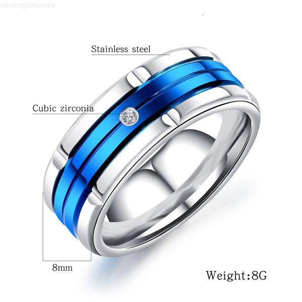 

stainless rings punk steel finger black for blue men jewelry, Silver