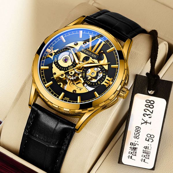 

luminous automatic mechanical hollow men's fashion waterproof business watch8zegsaz3, Slivery;brown
