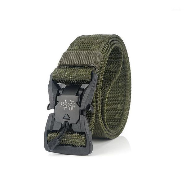 

waist support tactical belt men's hard pc quick release magnetic buckle outdoor sports soft real nylon accessories1, Black;gray