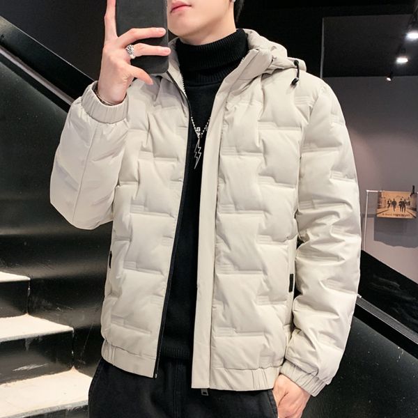 

2021 new winter thickened korean youth men's hooded white duck down et, Black