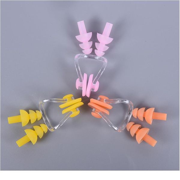 

1set anti-noise earplugs nose clip case protective waterproof protection ear plug sile swim dive supplies security sqcniy