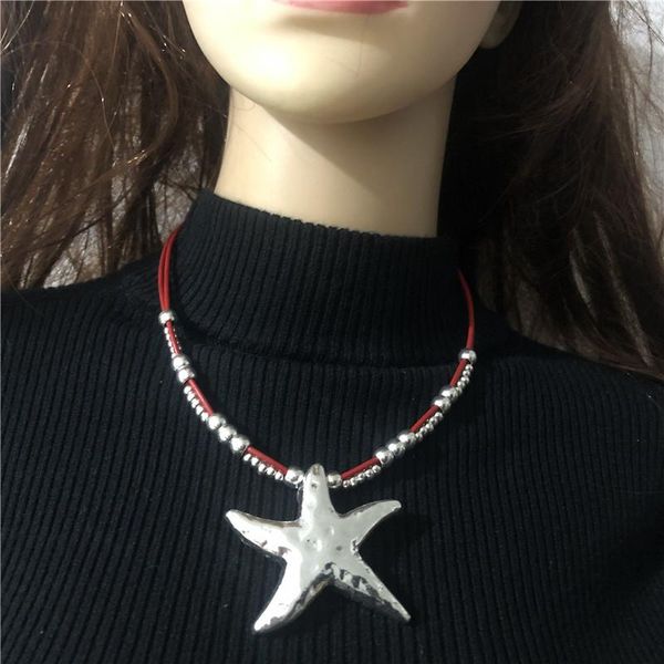 

anslow trendy jewelry creative new large starfish pendant charms statement necklace for women girls birthday gift sale low0007an, Silver