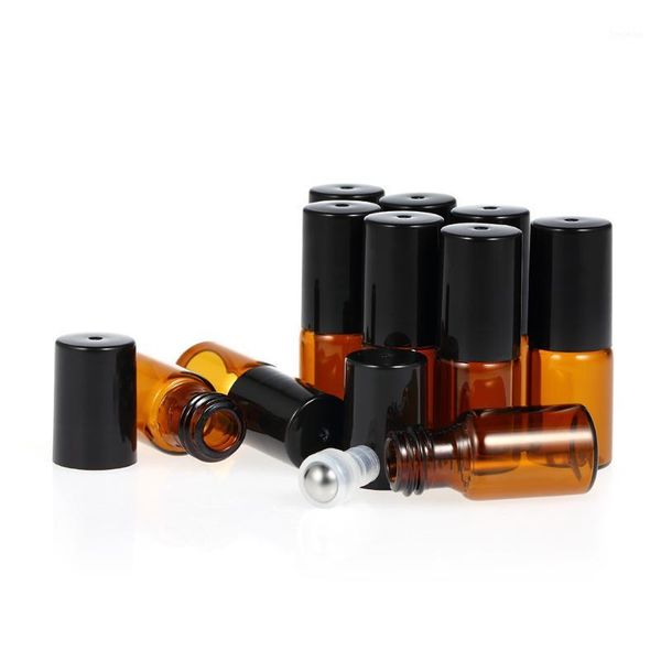 

10pcs 3ml refillable bottles glass roll on bottle roll on empty perfume bottles essential oils amber glass dropper1