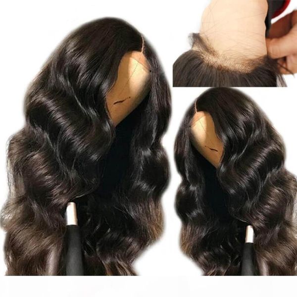

brazilian full lace hd frontal wigs body wave human with baby hair glueless hd transparent virgin hair full lace wig pre plucked hairline, Black;brown