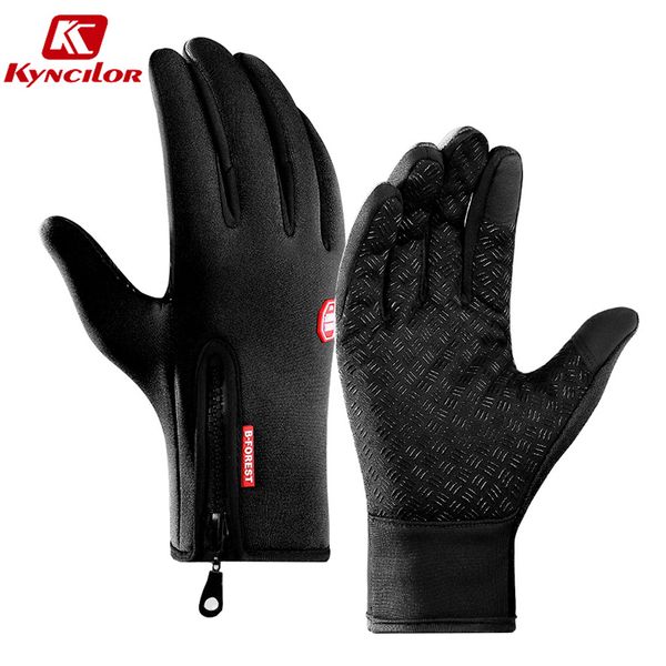 

kyncilor winter warm cycling full finger waterproof bike for men women camouflage touch screen bicycle gloves, Blue;gray
