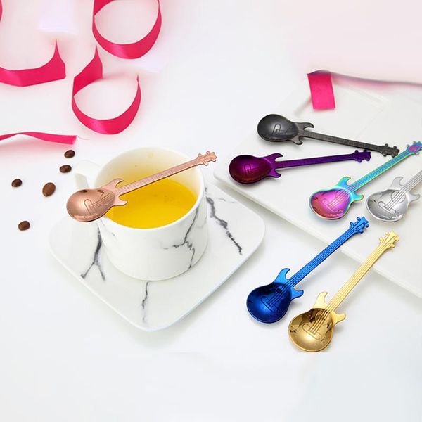 

creative guitar dessert spoon stainless steel coffee spoon teaspoon kids gift home decorations art tableware h wmtdnx