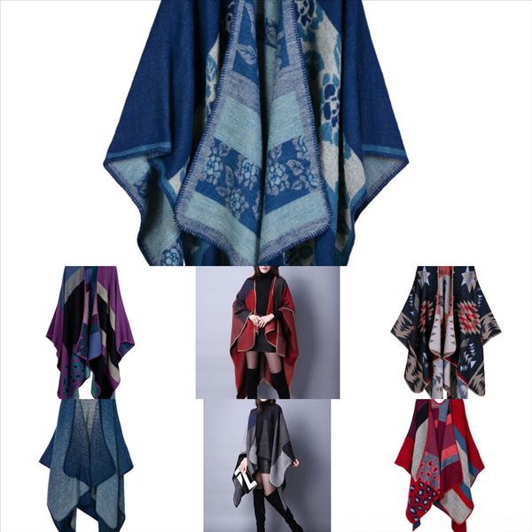 

mtvmk autumn and winter ladies warm thick all-match cashmere scarf elegant thicken long print winter bow scarf, Blue;gray