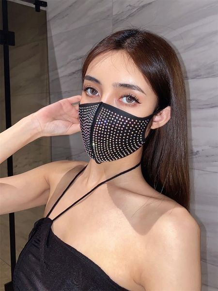 

shipping bling bling rhinestone designer face women masks protective dustproof washable reuseable facemask fashion party mouth mask