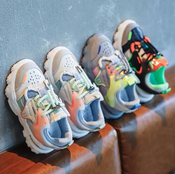 

осенние детские детские детские спортивные туфли для мальчиков девочек детские квартиры кроссовки дышащие моды случайные детские бегущие туф, Black