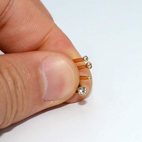 

16pcs wholesale price surgical steel internally threaded cz gem labret lip ring zircon ear tragus cartilage earring piercing 16g q bbymzj, Silver