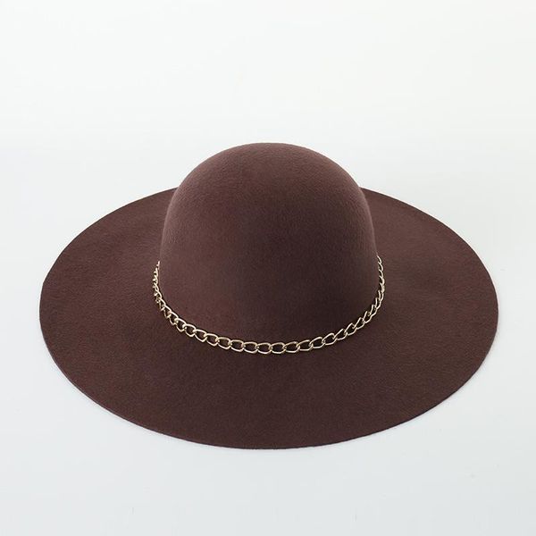 

cokk женщины hat 100 шерсть fedora с золотой цепи lady vintage bonnet осень зимние шапки для женщин широкий брим элегантный топ кпт jllczf h, Blue;gray