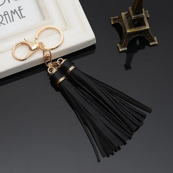 

double pu leather tassel key chain chiffon key ring for lady bag ornaments creative fashion charm keychain key holder eh891 h sqclyc