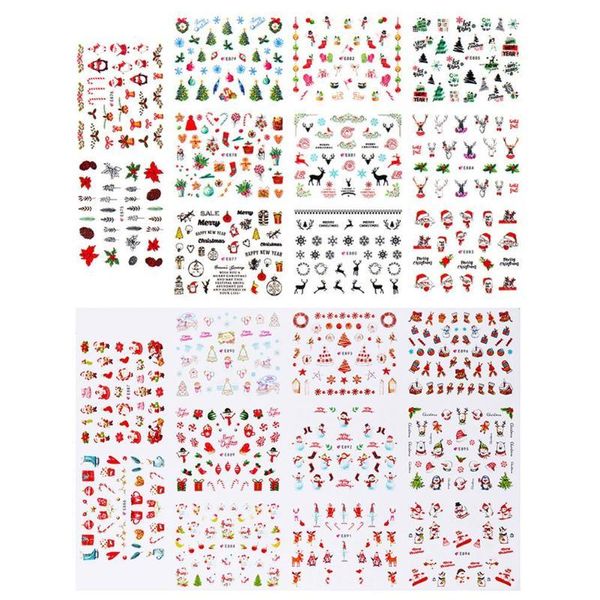 

sheets christmas nail art stickers self 11 3d elk snowman gift personality multiple choice adbesive new year manicure decals