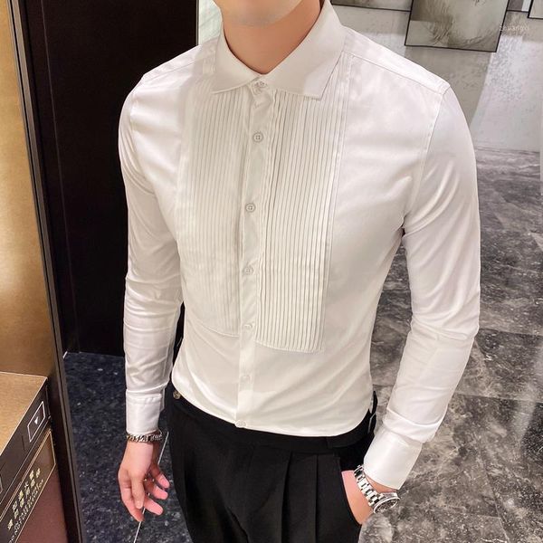 

pure color trendy male wedding groomsmen shirt barbershop shirt overalls nightclub ktv young master male long-sleeved1, White;black