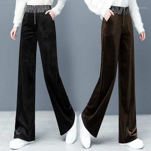

cashmere wide leg pants women pants new style autumn winter high waist elasticity plus size sof show thin versatile loose1, Black;white