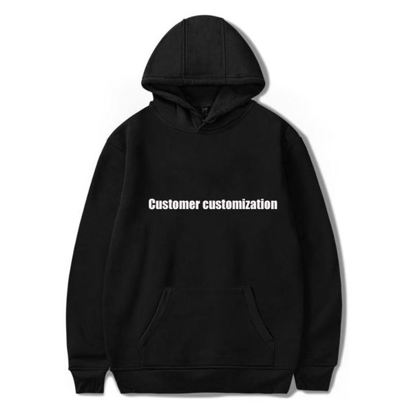 

logo customization printed hoodies sweatshirts women men cotton kpop pullovers streetwear customer customization 1624-wy02, Black