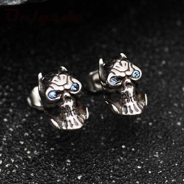 

onlysda мода женщин punk череп aretes jewelry скелет серьги с камнем пара серег кастрировать уха коты подарков es210 jllpjp home003, Bronze;silver