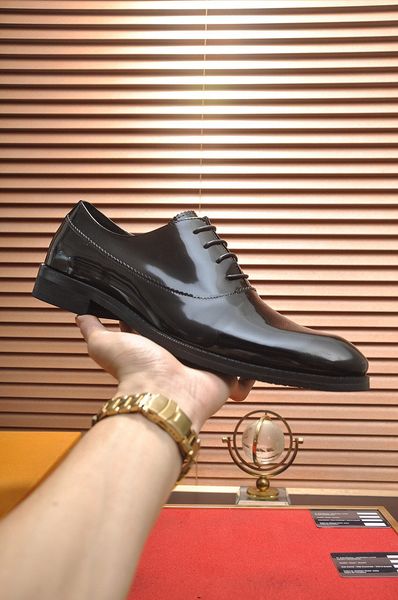 

2020 spring mens dress shoes cow leather brown loafer print slip on pointed toe genuine leather black casual business basic shoe