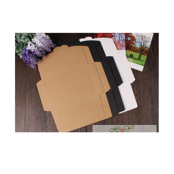 

50pcs vintage blank kraft paper diy multifunction kraft envelope postcard box black package paper 3 col bbympg