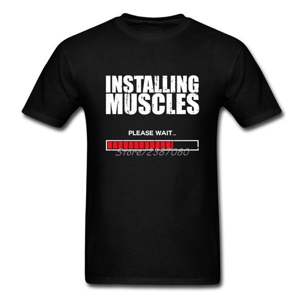

installing muscles please wait short sleeve mens fashion 2020 fashion funny o neck xxxl funny sport hooded sweatshirt hoodie men t shirt