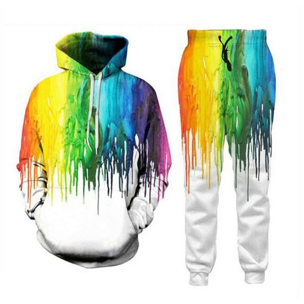 

oil painting tie dye 3d all over print tracksuits sweatshirts hipster casual pants women men ed22, Gray