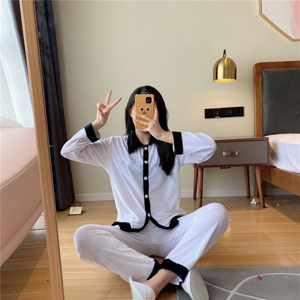 

velvet pajamas 2021 new black white women luxury sleepwear winter white long sleeve velvet women home pajamas designer #3#7520099, Black;red