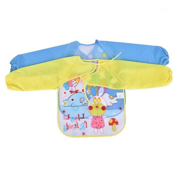 

baby aprons bibs waterproof long sleeve cute car fruit boys girls bibs kids burp cloth feeding bib with pocket child apron smock1