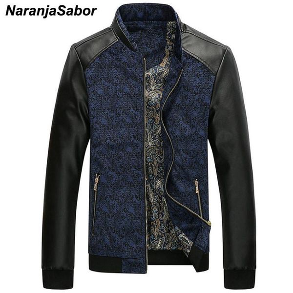 

autumn men's pu leather patchwork jackets fashion slim fit coat male outerwear stand collar men brand clothing kg-857, Black;brown