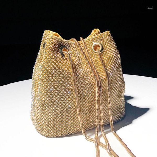 

evening bags fashion womens party bling crystal beading bucket diamonds pouch handbag chain single shoulder crossbody bags1