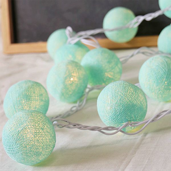 

battery powered mint green warm white led cotton ball string fairy light for indoor christmas tree decorations 4m 3m 2m 1m