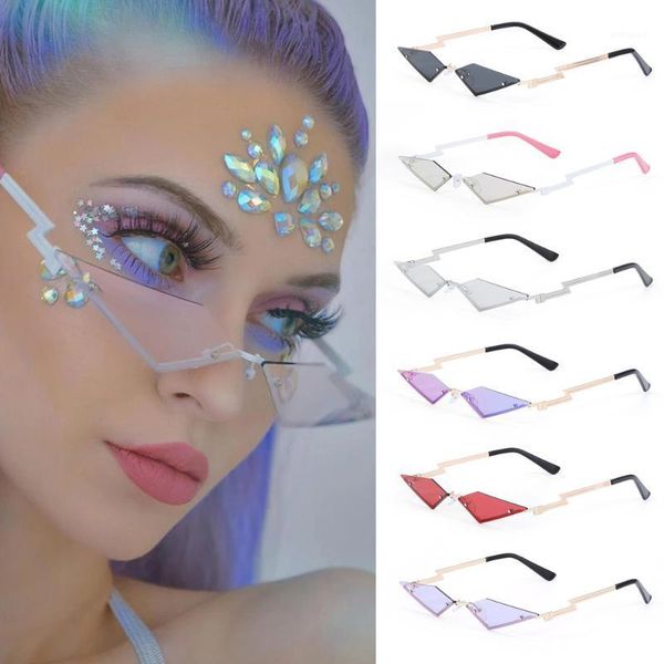

women fashion sunglasses retro rimless diamond shape true film sun glasses 1pcs ladies uv400 trending narrow eyewear streetwear1, White;black