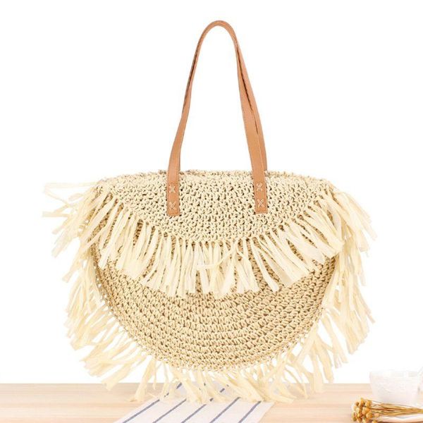 

special new straw bag tassel women woven beach tote handbag hobo weave shoulder bag purse