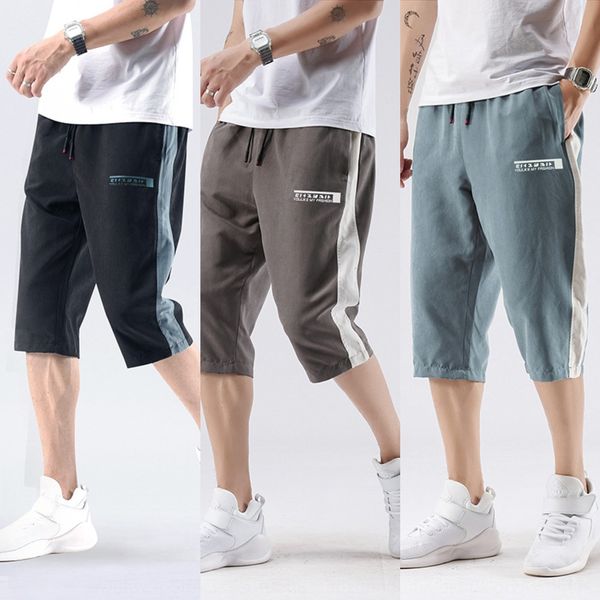 

summer 2020 casual capris men's shorts and shortssmall feet korean men's loose sports 7 point harlem shorts trend gyq1j, Blue