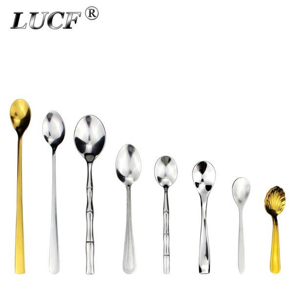 

lucf fashion stainless steel long handle spoon for ice cream various style popular spoon flatware cutlery for dessert drinks