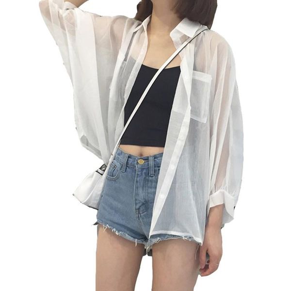 

woman clothes feminine sun women crop long shirts cardigan clothing protection summer blouse beach vintage for gitra