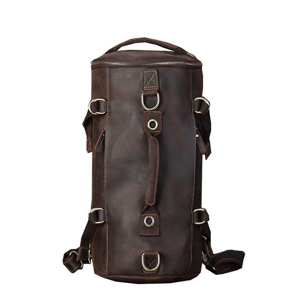 

fashion multi-function genuine leather travel bags men real leather luggage travel bag large duffle tote weekend male backpack
