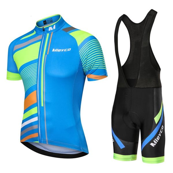 

racing sets 2021 cycling bib men breathable anti-sweat summer bicycle reflective clothes shorts padded custom design, Black;blue