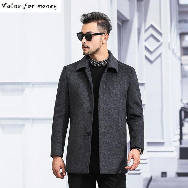 

the in fall and winter of 2020 new thickening coat male leisure cloth coat lapels men's clothing in the fall and winter, Black