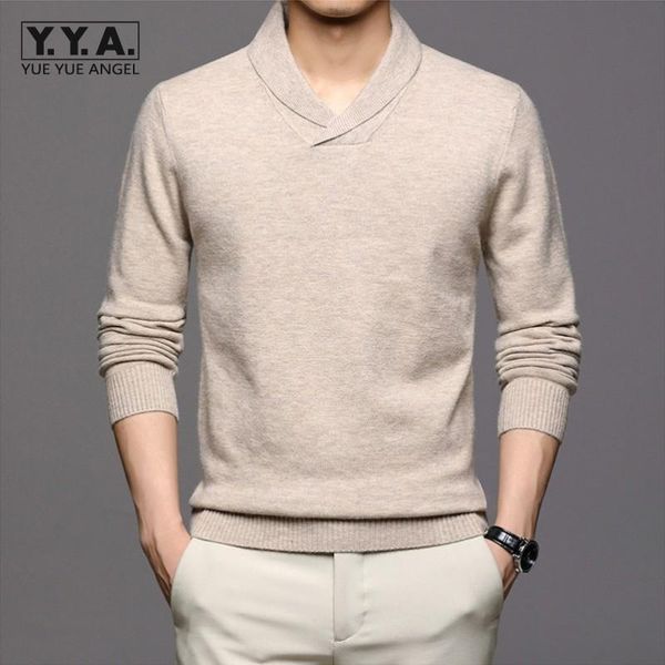 

men's sweaters autumn mens business casual turn-down collar long sleeve solid simple knitting pullovers slim fit sweater male, White;black