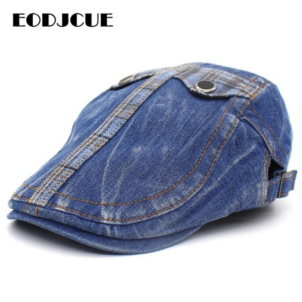 

berets fashion plaid denim beret for women men patchwork sboy cap spring summer sun hat peaked caps ivy flat casquette, Blue;gray