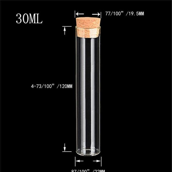 

22x120mm 30ml empty glass transparent clear bottles with cork ser glass vials jars storage bottles test tube jars 5 bbyvks
