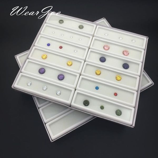 

12pcs 3x10cm gem display plastic box storage container for gemstones diamond holder organzier clear acrylic lid & white foam, Pink;blue